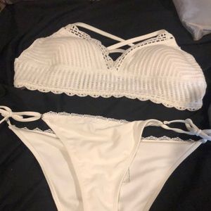 White crochet hollister bikini